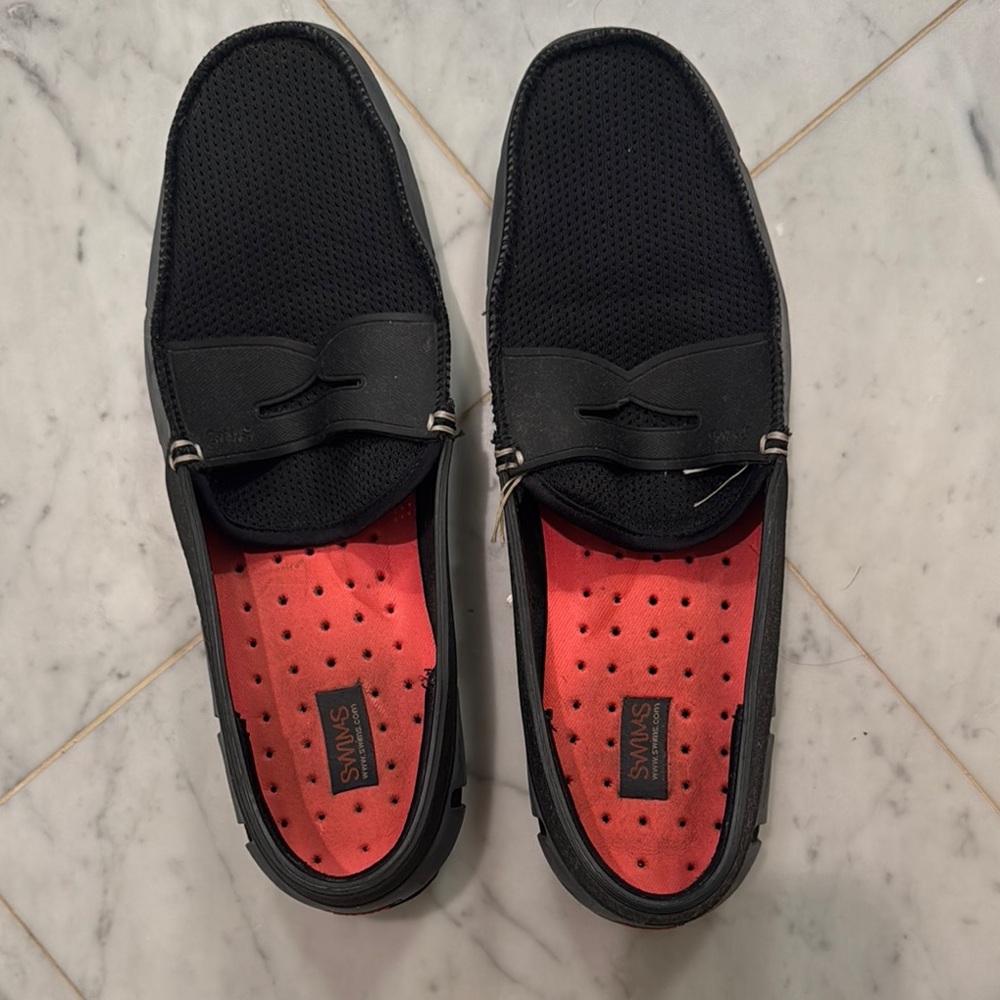 Swims Black and Red Slip-On Loafers